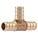 SharkBite UC362LFA10 1/2" Tee PEX Barb Fitting (10-Pack), 1, Brass primary