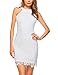 Lamilus Women's Strapless Scoop Neck Lace Mini Short Casual Party Cocktail Dress,White,Medium