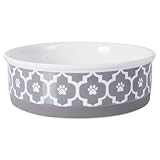 DII Bone Dry Lattice Ceramic Pet Bowl for Food & Water with Non-Skid Silicone Rim for Dogs and Cats (Large - 7.5" Dia x 2.4"H) Gray