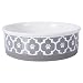 DII Bone Dry Lattice Ceramic Pet Bowl for Food & Water with Non-Skid Silicone Rim for Dogs and Cats (Large - 7.5" Dia x 2.4"H) Gray primary