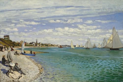 ART.COM Wall Art Print Regatta at Sainte- Adresse by Claude Monet, 18" x 12"