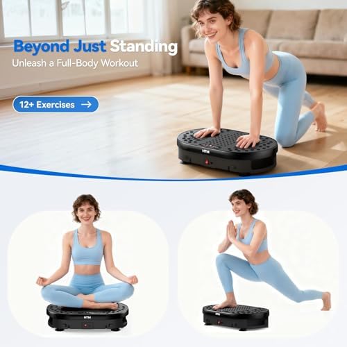 Plataforma Vibratoria con Mando A Distancia, 120 Niveles De Velocidad, 9 Modos De Programa, Temporizador De 15 Minutos, Capacidad Máxima De 136 Kg, Vibration Plate Muscular Silenciosa y Compacta