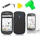 Phone Protector Cover Case Cell Phone Accessory + Extreme Band + Stylus Pen + LCD Screen Protector + Yellow Pry Tool for Samsung Galaxy Exhibit T599N T599 SGH-T599 (2013) (Black)