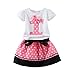 Mud Kingdom Toddler 1 Year Birthday Skirt Outfit Bow Cute Print Casual Summer Pink Skirt Set I AM 1
