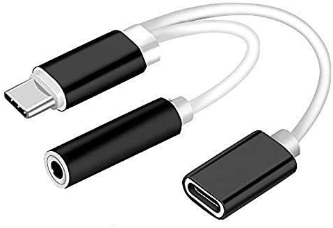 SRMAJI STORE 2 in 1 Type C to 3.5 mm Charger Headphone Audio Jack USB C Cable Portable Connector Adapter for One Plus 6t/7pro, MI A2 Etc.(Black)