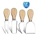 binboll Cheese cutlery, 4 Pieces Cheese Knives Set Steel Stainless Cheese Slicer Cheese Cutter with Wood Handle
