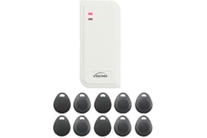 VISIONIS FPC-6439 VIS-3101 Access Control White Outdoor IP66 Card Reader Only Compatible with Wiegand 26 Bit with a 10 Pack of Proximity Key Tags