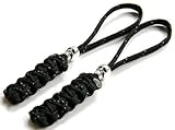 2 Reflective Black Paracord Zipper Pulls or Knife Lanyards With Skull Alloy Bead