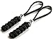 2 Reflective Black Paracord Zipper Pulls or Knife Lanyards With Skull Alloy Bead