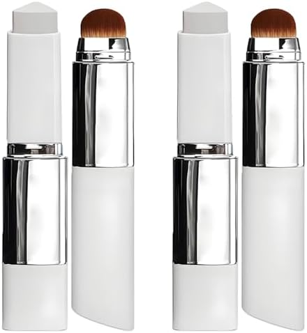 2 unidades de base de maquillaje de cambio de color, 2 en 1 con cepillo, base de cobertura completa a media para maquillaje impecable, de larga duración, hidratante, para todo tipo de pieles, piel