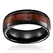 8MM Comfort Fit Jewelry Grade Black Ceramic Wedding Band | Black Engagement Ring with Dark Wood Inlay | Domed Top