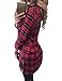 FANCYINN Women Long Sleeve Plaid Pattern Slim Bodycon Short Mini Dress Casual Style