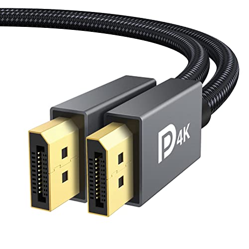 Cable DisplayPort certificado VESA, IVANKY Cable DP (2m/6.6ft, 4K@60Hz, 2K@144Hz, 2K@165Hz, Nylon Trenzado), Cable Displayport a Displayport de Alta Velocidad Compatible con PC, Laptop, TV - Gris