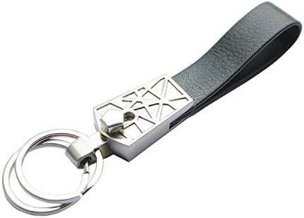 Keychain Geometric Designs Key Rings Stainless Steel Genuine Leather Strong and Durable Key Chain for Your Home, Car, and Office Keys