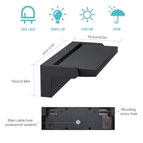Klighten 45 W LED Outdoor Indoor Rotatable Wall Light, IP65 Waterproof Modern Wall Light, Adjustable Wall Lamp for Garden, Entrance, Terrace, 3480LM, Warm White 3000K, Anthracite