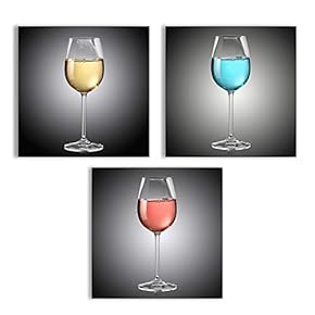 Canvas Wall Art Abstract Vintage Wine Cup Pictures Home Wall Decorations for Kitchen Streched and Framed - 12"x12"x3 Panels