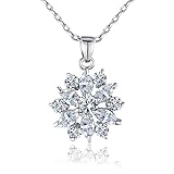 BAMOER 18K Rose Gold Plated Cubic Zirconia Snowflake Pendant Necklace for Women Girls CZ Jewelry Fashion Necklaces 3 Style
