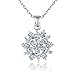BAMOER 18K Rose Gold Plated Cubic Zirconia Snowflake Pendant Necklace for Women Girls CZ Jewelry Fashion Necklaces 3 Style