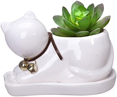 Cat Mini Flower Pot Succulent Planter (White)