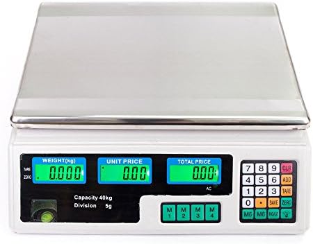 Professional Vegetable High Precision 40kg to 5g Digital Price Computing Scale Acumalate Weight and Price Food Produce Meat Deli Kitchen Rechargeable Battery Energy Saving