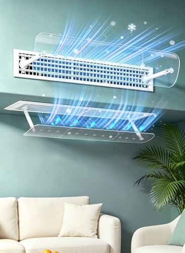 Necomi Central Air Conditioning Ceflector, Adjustable Size Split Air Conditioner Deflector, Transparent Panel عاكس هواء مكيف سبليت, Min 60cm Max 100cm, Fit for Central Air Deflector Grilles