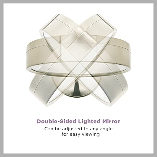 Conair Reflections DoubleSided LED Lighted Vanity Makeup Mirror, 1x/10x magnification, Satin