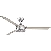 Fanimation Xeno 3 Blade Ceiling Fan 14.33 Inches Tall and 56 Inches Wide with Brushed Nickel Finish and Brushed Nickel Blades