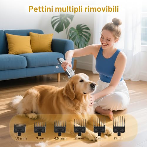 KAEFUYS Professional Long Hair Dog Clipper Powerful Motor 7000 RPM LED Display and IPX7 Waterproof Hair Clipper for Pets Long and Thick Hair with Wireless Design for Dogs and Cats