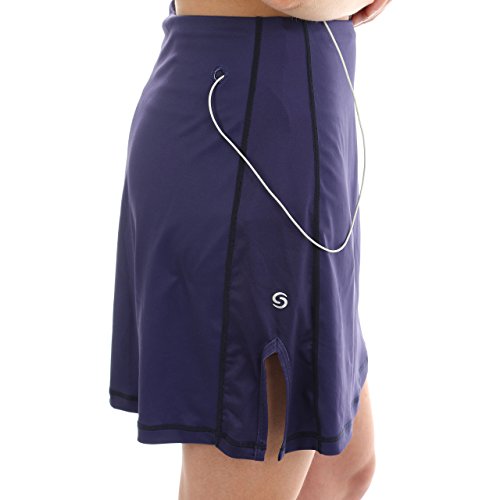 Skort for Women, Mid-Length Skirt Shorts with Side and Waistband Pockets, Tummy Control (X-Large, Blue)