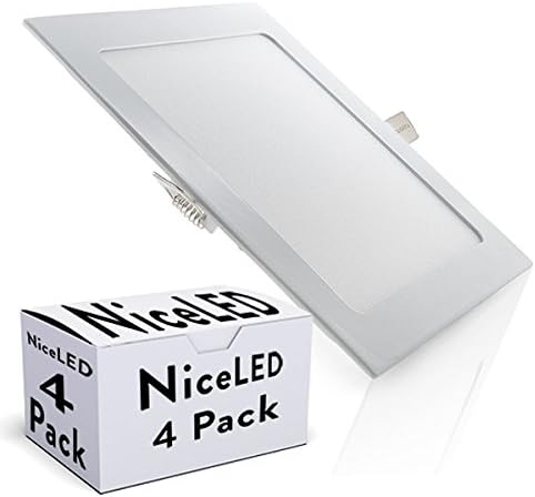 Pack of 4 Square Plates of LEDs Ecoline 225 mm 18 W 1350lm 30.000H Cool White [Energy Class A]