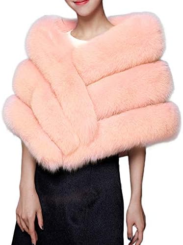 Amiley Extra Large Women's Faux Fur Collar Scarf Soft Winter Warm Ladies Long Shawl Wraps for Bridal Wedding Coat