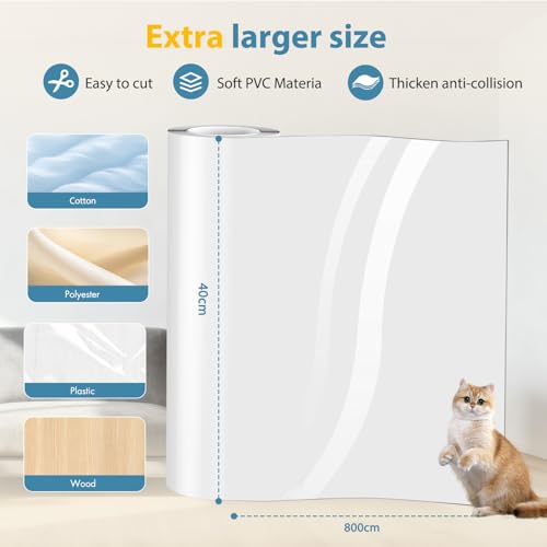 Cat Scratches Sofa Protector, 40 x 800 cm Scratch-Resistant Cat Sofa Protector for Cat, Sofa Protector for Sofas, PVC Anti-Scratch Protector, Protector for Sofa Door and Furniture