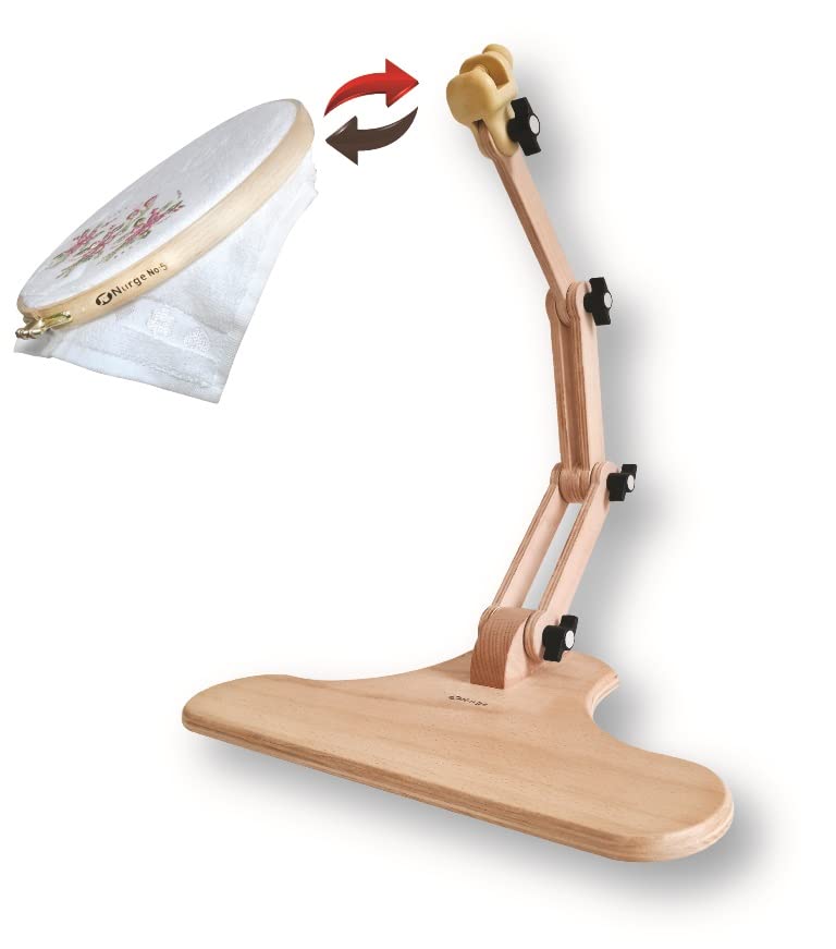 Photo 1 of Nurge Adjustable Embroidery Table Stand, Cross Stitch Hoop Stand, Embroidery Hoop Holder. Hand Polished Natural Wood (190-4 Embroidery Stand)