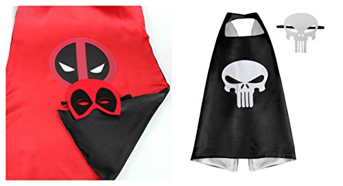 Deadpool & Punisher Costumes - 2 Capes, 2 Masks with Gift Box by Superheroes