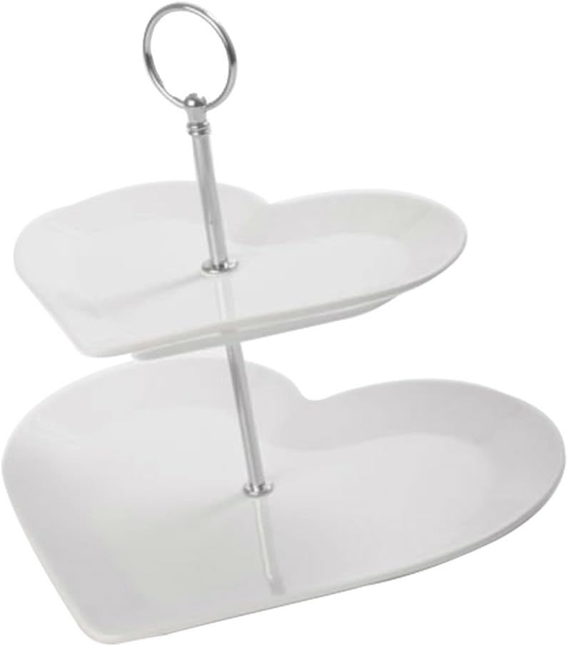 White 2 Tier Heart Shaped Cake Stand, Shabby Chic Design, Perfect for