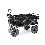 Mac Sports Heavy Duty Collapsible Folding All Terrain Utility Wagon Beach Cart (Black)