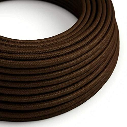 LEDSone 16.4ft Vintage 2 Core Round 18 Gauge Dark Brown Cable Fabric Cloth Covered Electrical Wire, 5m 2 conductors Lamp cable Modern Cloth Covered Wire for Pendant Light Bulb Industrial DIY Project.