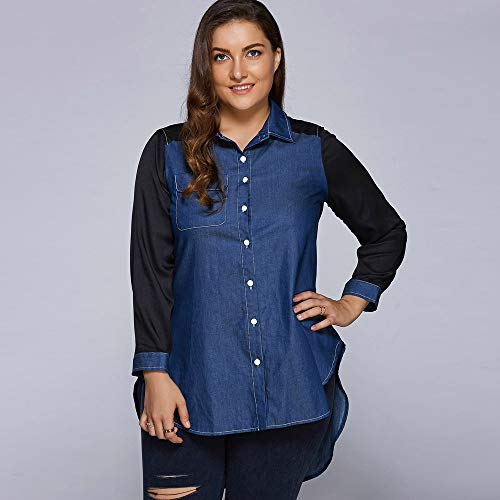 Keliay Bargain Women Casual Stitching Plus Size Top T Shirt Ladies Loose Long Sleeve Top Blouse
