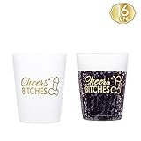 MISS FANTASY Bachelorette Party Cups Hen Party Supplies Set of 16 pcs Frosted Cup Plastic Stadium Cups (Frosted white)