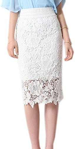 Liseaforu Womens Vintage Knee Length Lace Pencil Skirt Bodycon Skirt