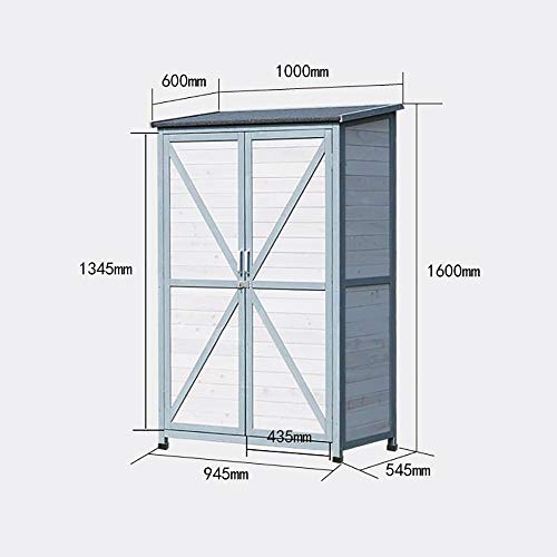 Bels Gartenschrank FüR Den AußEnbereich Holz Grau, DoppeltüR GeräTehaus Gartenschrank Montage AußEnlagerschrank 1000… – Bild 3