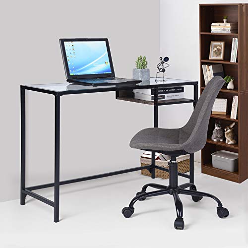Aingoo Glass Computer Desk Study Writing Table Metal Frame For Student