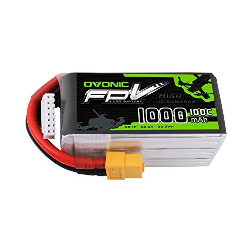 Ovonic 1000mAh 6S 100C LiPo Battery with XT60 Plug for FPV Racing RC Quadcopter Helicopter Airplane Multi-Motor Hobby DIY