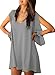 Viwenni® Sexy Womens V-neck Loose Irregular Hem Summer Chiffon Short Beach Dress (Large, Grey)