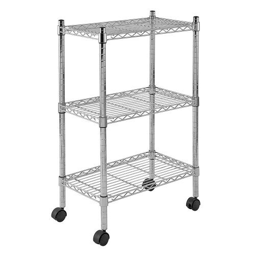 Sandusky MWS221333 3-Tier Mobile Wire Shelving Unit with 2