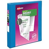 Avery Durable View Binder, 1" Slant Rings, 220-Sheet Capacity, DuraHinge, Blue (17831)