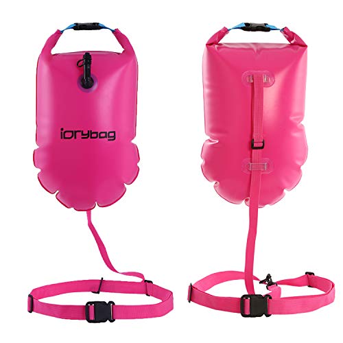 IDRYBAG Safety Swim Buoy Adult Tow Float, Triathletes Open Water Swim Buoy Safe Training, Inflatable Float Swim Buoy Kayaking Swimming Boating 15L