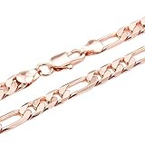 Trendsmax Mens Chain Womens Flat Figaro Link Rose Gold Plated Necklace 6mm 18-36inch
