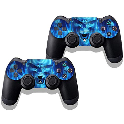 Skull Ghost Fire Vinyl Decal Waterproof Anti-dust Removable Full Body Protective Stickers Skin Cover for PS4 Game Player Handle ï¼ŒProtective Console and Controller Skin Sticker for PS4