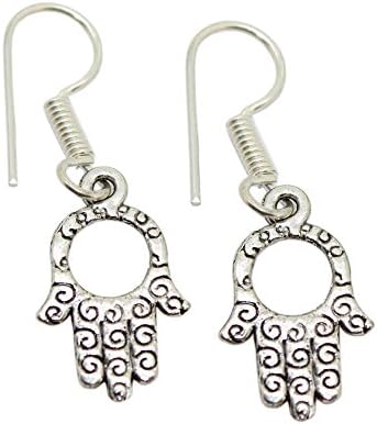 POONAM JEWELS Women's Oxidised 925 Sterling Silver Overlay Peace Earring